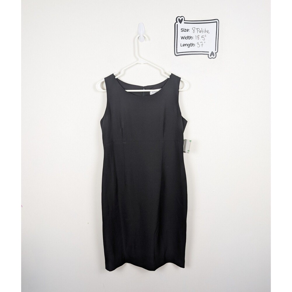 KASPER Black Shift Dress Sleeveless Career Office Womens 8 Petite NEW